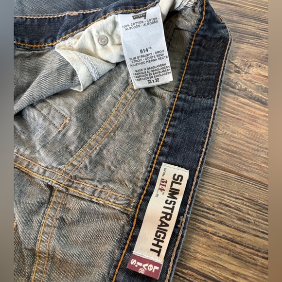 Levi’s 514 Slim Straight Jeans Mens 33 x 32 Dark Wash Blue Denim - Picture 9 of 11